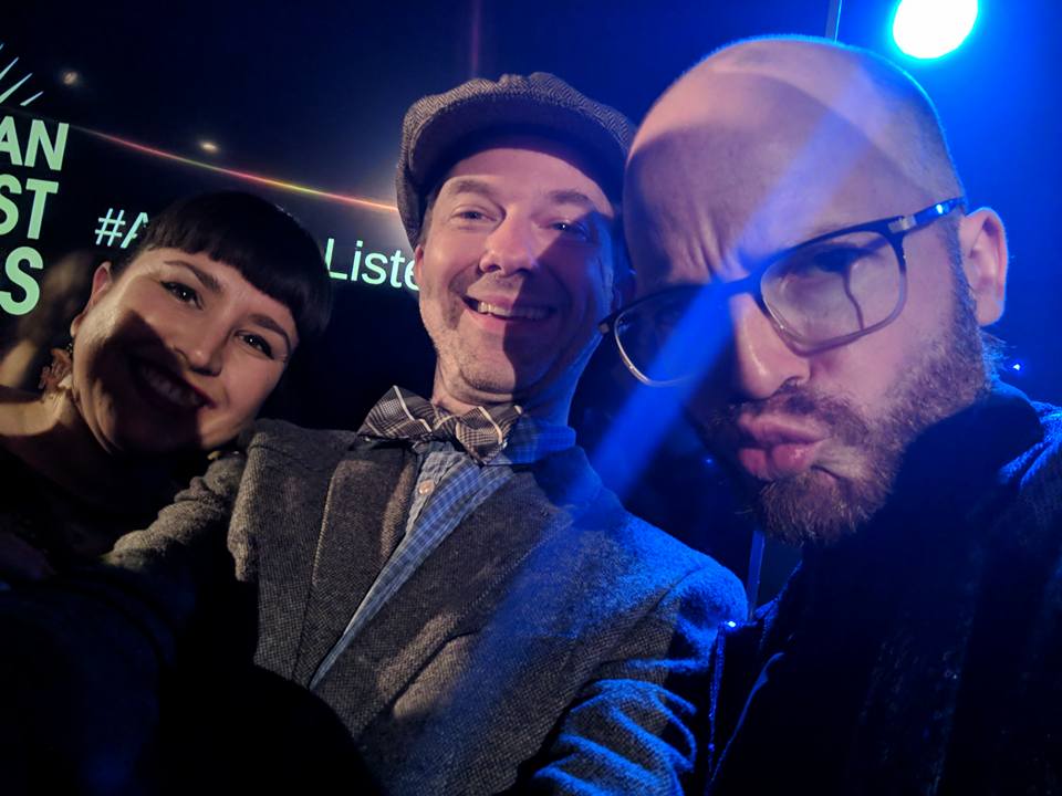 Carla, Ron and Phil take a selfie at the Australian Podcast Awards.
